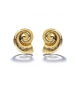 Позлатени дамски обеци с форма на раковина снимка