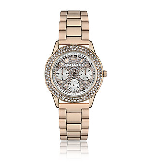 Дамски часовник в розовозлатисто с кристали снимка