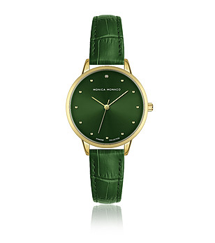 Дамски часовник в зелено и златисто снимка