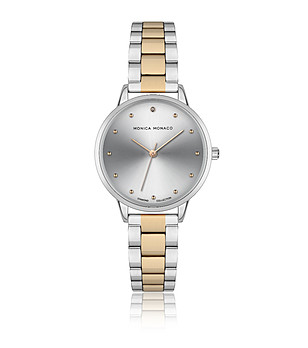 Дамски сребрист часовник със златист кант Watch снимка