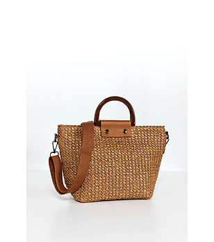 Трапецовидна дамска чанта в кафяво Lina снимка