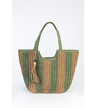 Дамска чанта в кафяво и зелено Mona снимка