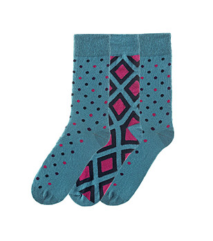 Комплект от 3 чифта памучни мъжки чорапи с фигурален принт снимка