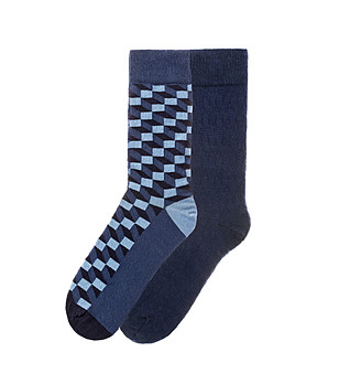 Комплект от 2 чифта памучни мъжки чорапи с фигурален принт снимка