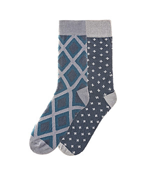 Комплект от 2 чифта памучни мъжки чорапи с принт снимка