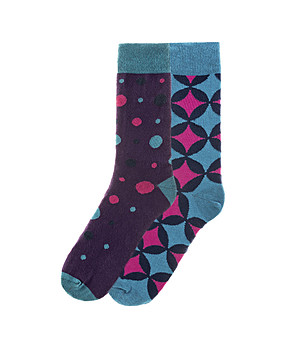 Комплект от 2 чифта памучни мъжки чорапи с принт снимка