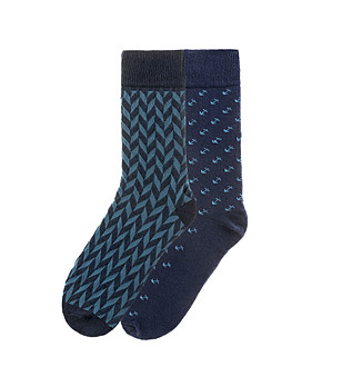 Комплект от 2 чифта памучни мъжки чорапи с фигурален принт снимка