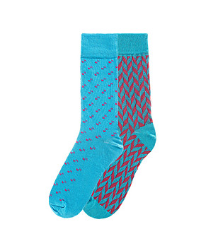 Комплект от 2 чифта памучни мъжки чорапи с фигурален принт снимка