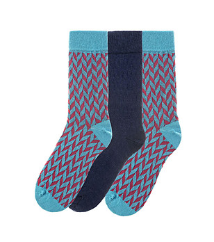 Комплект от 3 чифта памучни мъжки чорапи с фигурален принт снимка