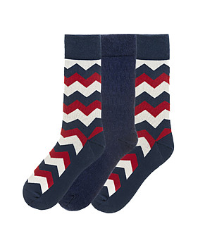 Комплект от 3 чифта памучни мъжки чорапи с фигурален принт снимка