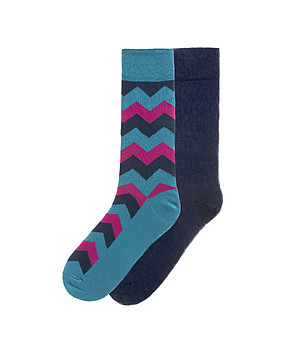 Комплект от 2 чифта памучни мъжки чорапи с фигурален принт снимка