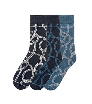 Комплект от 3 чифта памучни мъжки чорапи с принт снимка