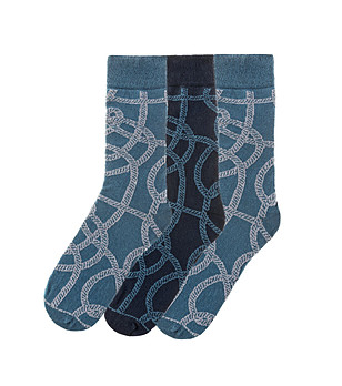 Комплект от 3 чифта памучни мъжки чорапи с принт снимка