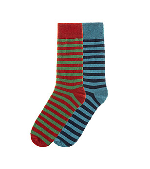 Комплект от 2 чифта памучни мъжки чорапи с принт снимка