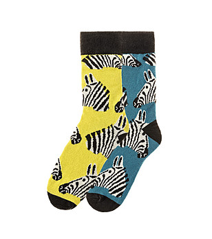 Комплект от 2 чифта памучни мъжки чорапи с принт снимка