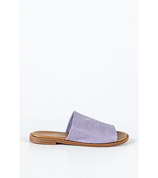 Светлолилави дамски чехли от естествена кожа Hana снимка