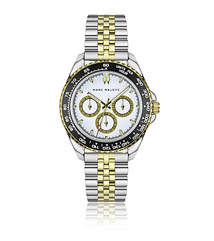 Мъжки сребрист часовник със златист кант снимка