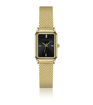 Златист дамски часовник с черен циферблат снимка