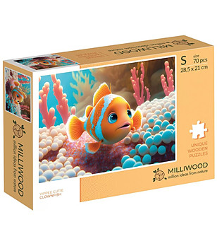 Дървен пъзел 70 части - Риба клоун снимка