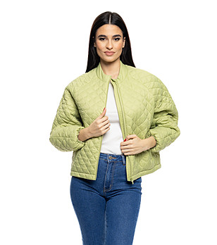 Дамско светлозелено късо капитонирано овърсайз яке Stacy снимка