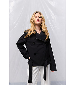 Дамски къс тренч в черно Farah снимка