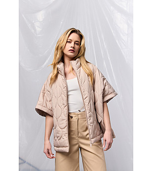 Светлобежово дамско овърсайз яке с 3/4 ръкави Aya снимка