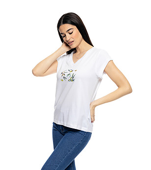 Памучна бяла дамска тениска Inna снимка