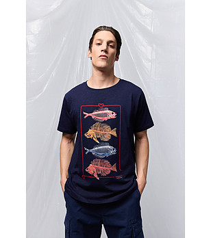 Тъмносиня памучна мъжка тениска Ermanno снимка