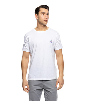 Бяла памучна мъжка тениска Brant снимка