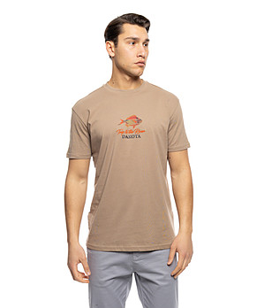 Бежова мъжка памучна тениска Bennie снимка