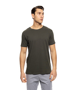 Памучна мъжка тъмнозелена тениска Bernard снимка