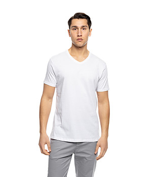 Памучна бяла мъжка тениска Brad снимка