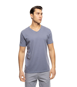 Синя памучна мъжка тениска Brad снимка