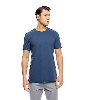 Памучна мъжка синя тениска Kristopher снимка