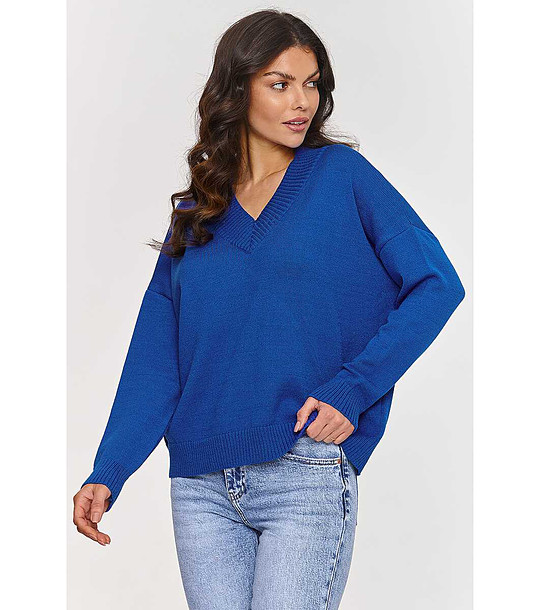 Син дамски пуловер  снимка