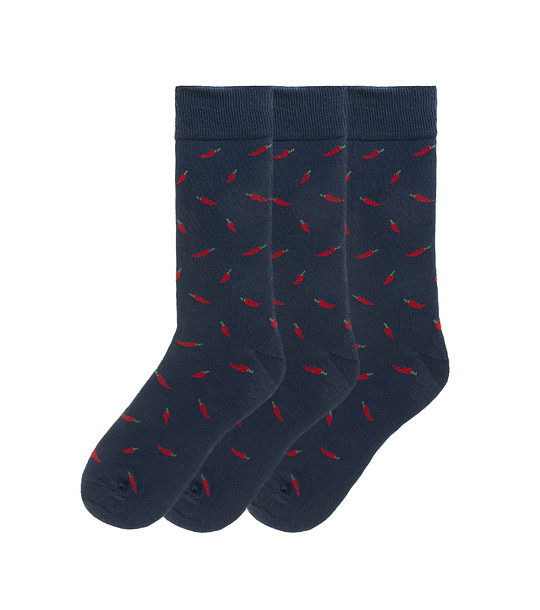 Комплект от 3 чифта памучни мъжки чорапи с пепър принт снимка