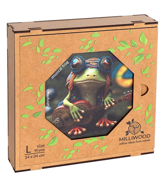 Дървен пъзел  90 части - Музикална жаба снимка