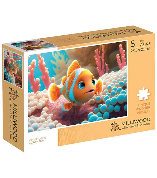 Дървен пъзел 70 части - Риба клоун снимка