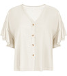 Дамска блуза в цвят крем с лен-4 снимка