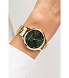 Дамски часовник в златисто със зелен циферблат-1 снимка