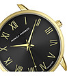 Златист дамски часовник с черен циферблат и римски цифри-2 снимка