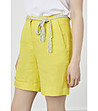 Жълти ленени къси панталонки-2 снимка