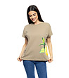 Дамска памучна тениска в цвят каки Kita-2 снимка