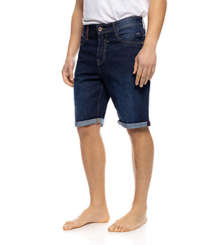 Сини памучни мъжки къси тъмносини дънки Tino снимка