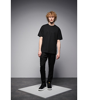 Черен мъжки панталон с лен Zack снимка