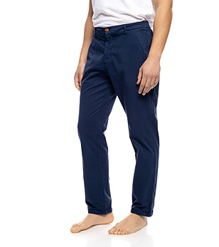 Памучен мъжки син панталон Lari снимка