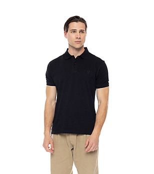 Черна памучна мъжка блуза с яка Artie снимка