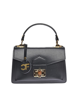 Черна дамска чанта от естествена кожа Lina снимка