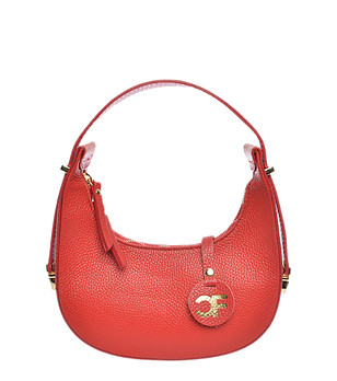 Малка червена дамска чанта от естествена кожа Enila снимка