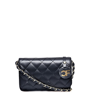 Черна дамска кожена чанта за рамо Radika снимка